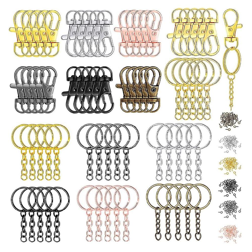 250Pcs Swivel Buckle Set 35Pcs Lanyard Snap Hooks 35Pcs Split Rings Keyrings