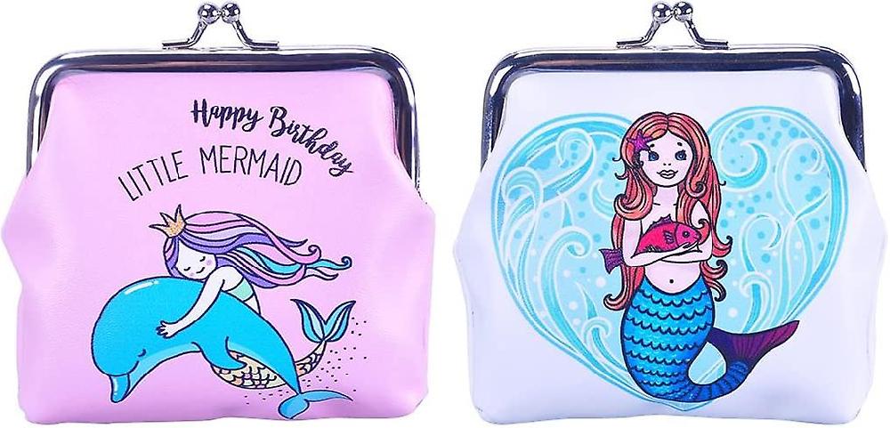 2pack Mermaid Coin Purse Animal Change Pouch Pu Clutch Wallet Kiss Lock Clasp Handbag Buckle Cash Bag Trinkets Pouch For Girl Women