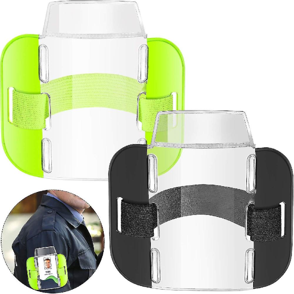 2pcs Arm Badge Holder Armband Id Card License Badge Holder With Adjustable Strap For Emergency Security Staff