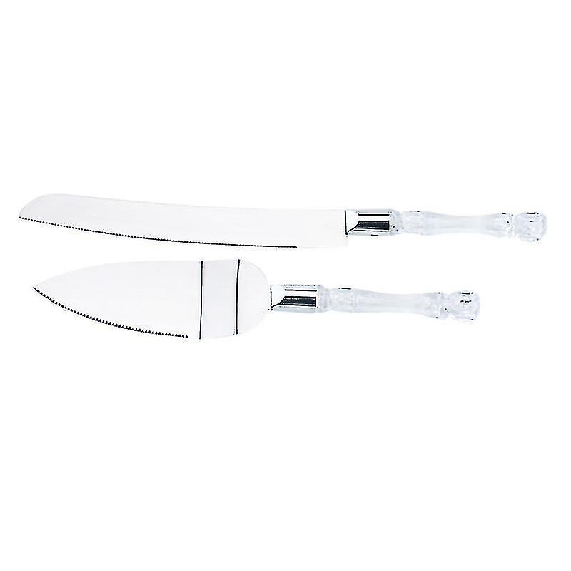 2pcs Cake Knife And Server Set Stainless Steel Cake Server Cake Cutter Spatula Wedding Favor Silver