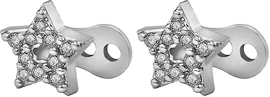 2pcs Dermal Anchor Tops And Base Titanium Steel Piercing Jewelry Star