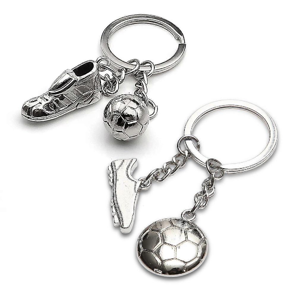 2pcs Football Keychain Football Sneaker Charm Stainless Steel Keychain Metal Football