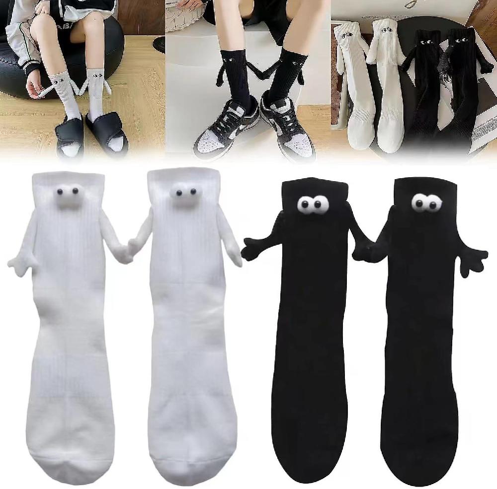 2pcs Holding Hands Socks Funny Couple Holding Hands Sock Couple Magnetic Hand Socks Unisex Funny Couple Holding Hands Sock For Couple.(onesize Bla