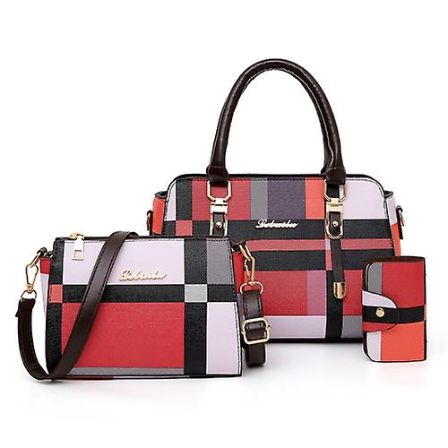 3 In 1 Fashion Color Matching Stripe Handbag Shoulder Bag