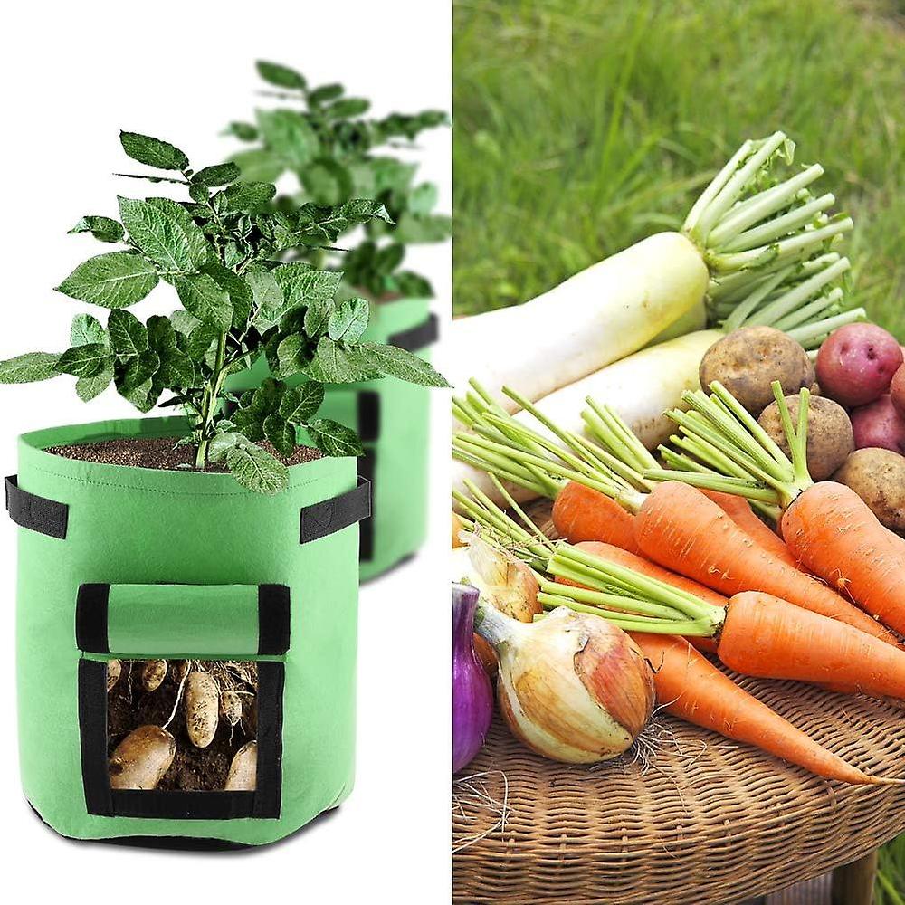 3-piece Plant Bag Non-woven Fabric Plant Bag Potato Bag Plant Bag For Potatoes Vegetables Flowers Plants (23x 28 Cm Green)