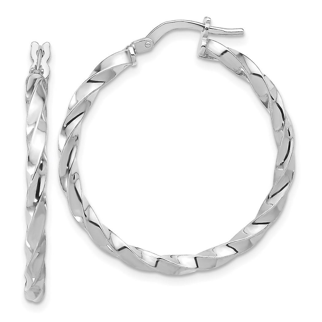 30.5mm 925 Sterling Silver Rhodium Plated Polished Twisted Hoop Earrings Measures 33.2x30.5mm Wide 2.75mm Thick - Hoop E