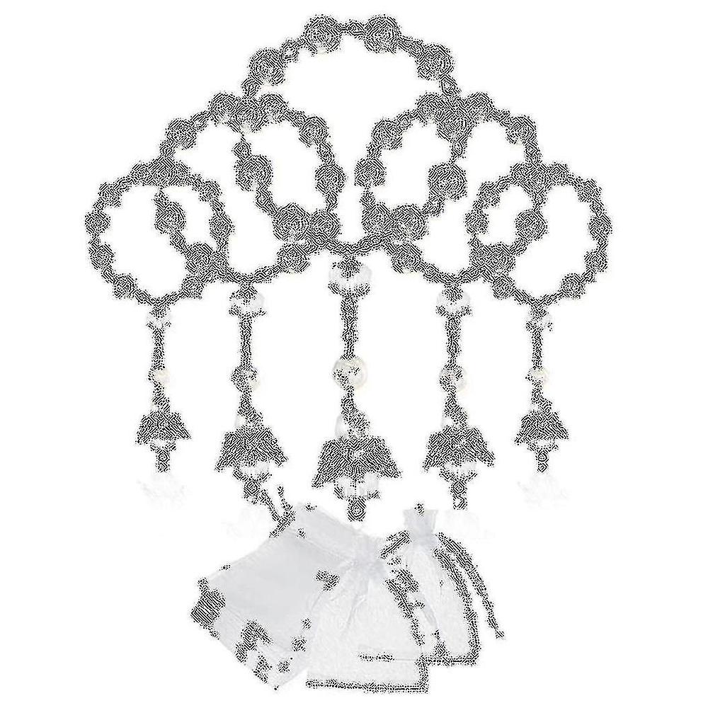 30 Pcs Baptism Acrylic Rosary Beads Mini Rosaries Angel With Organza Bags For The First Communion B