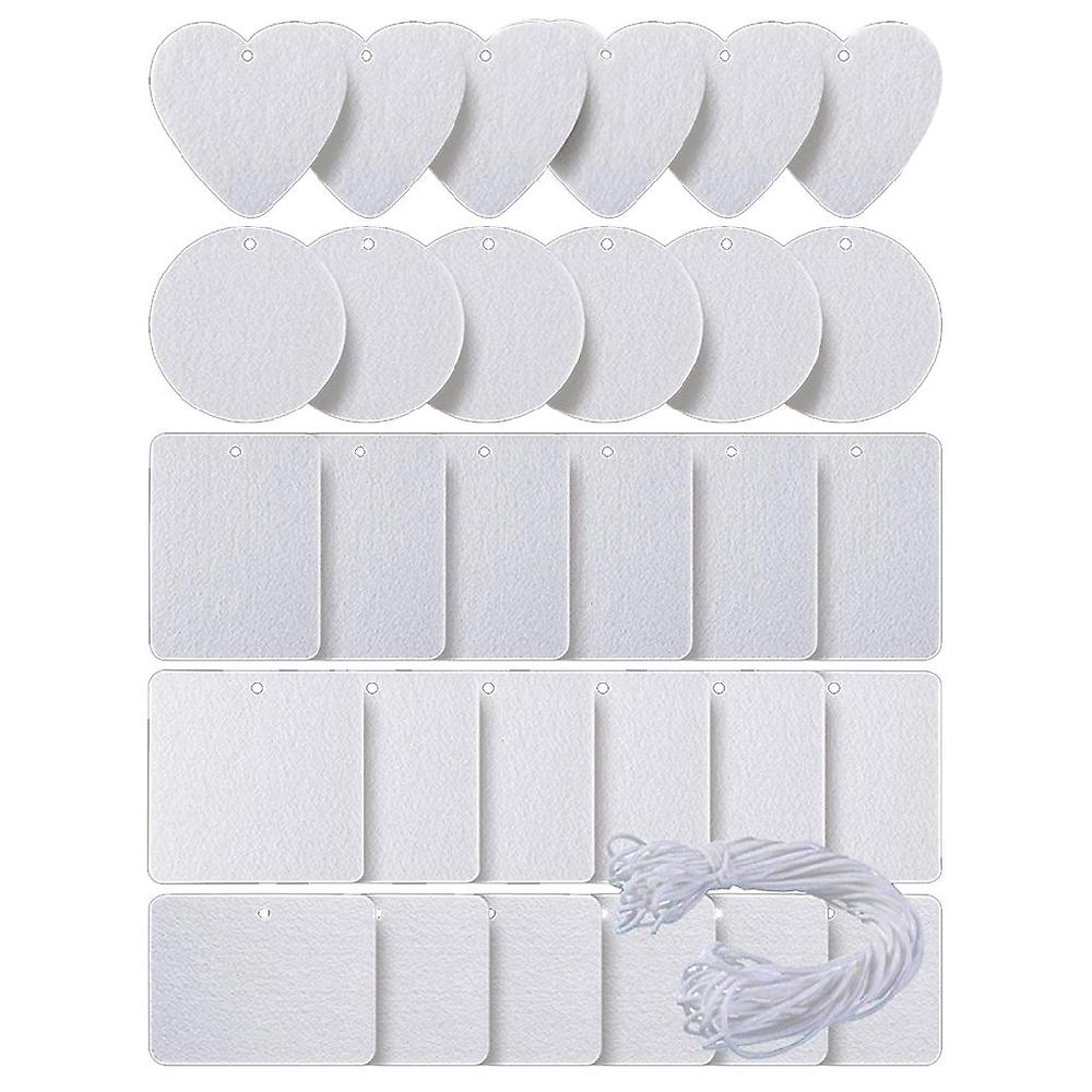 30 Pcs Sublimation Blank Air Freshener Sheets with Elastic Cord Felt Thermal Transfer for Key Chain Double-Side for Key Tags for DIY Photo Images Hand