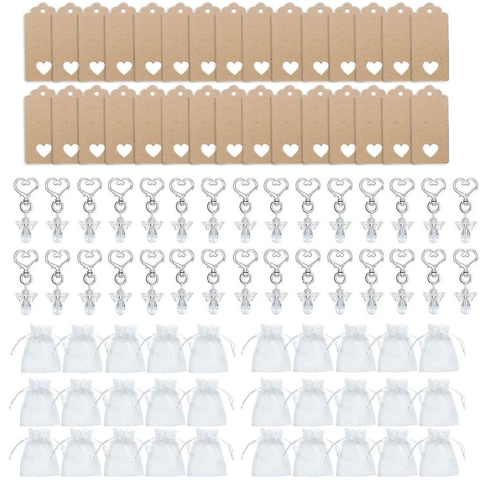 30pcs Tags Organza Bags Angel Keychains For Baby Shower Bridal Shower Wedding