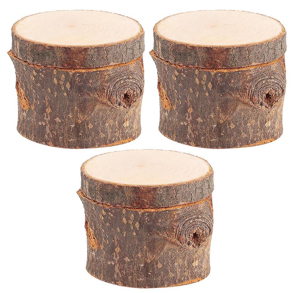 3pcs/ Set Wooden Ring Box DIY Rustic Wedding Ring Holder Bearer Container Case For Valentines Day Anniversary