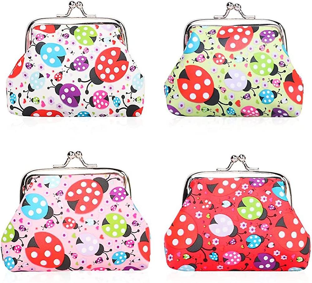 4 Packs Coin Purse Cute Change Purse Clutch Wallet Kiss Lock Pouch With Clasp Closure Gift For Girl Women