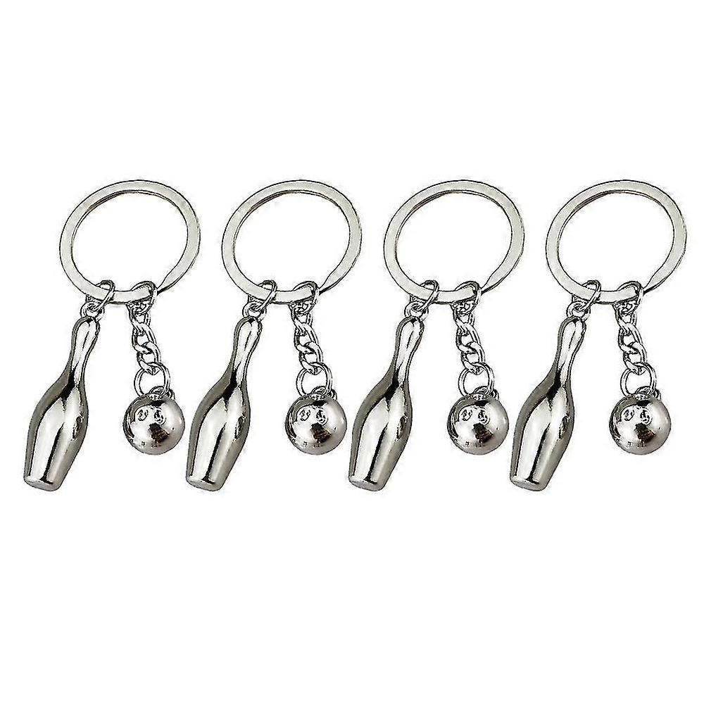 4 Pcs Tennis Keychain Bowling Pendant Bowling Key Chain Sports Key Rings Bowling Keychain