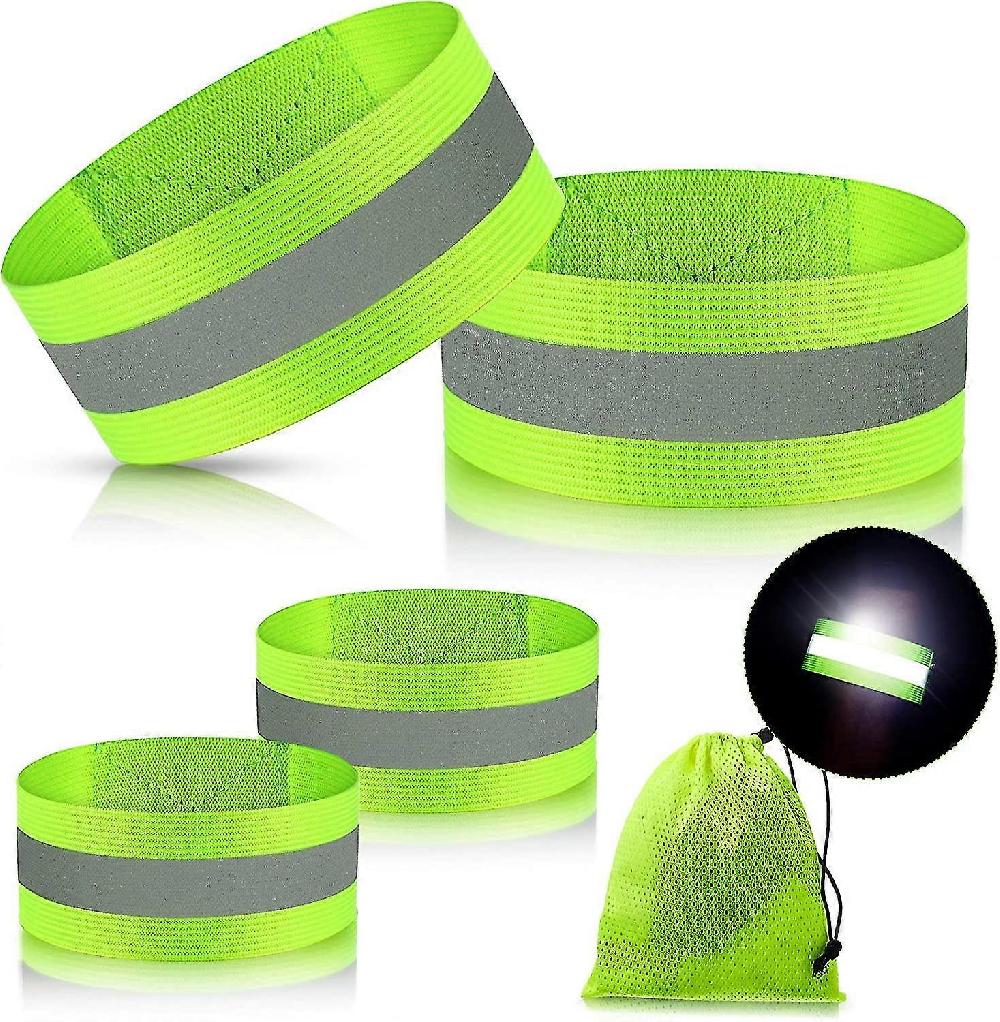 4 pezzi Bande riflettenti Ad alta visibilità Fasce riflettori Cinghie riflettenti Nastro Braccialetti Reflective Running Gear for Women Men Running Cycling Walki
