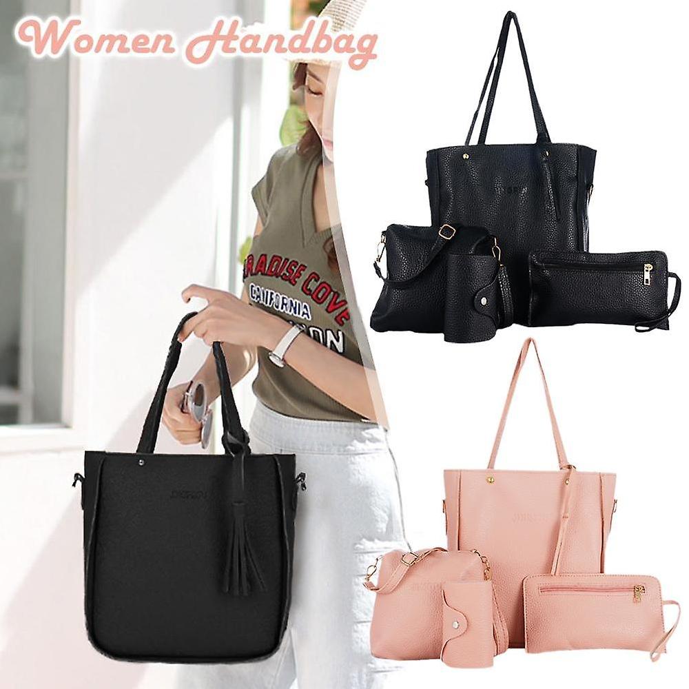 4-piece PU Multi-purpose Women's Bag Wallet +Card Bag + Shoulder Bag + Tote Bag