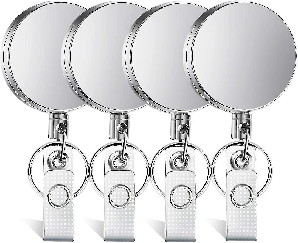 4 Pieces Retractable Badge Holder Heavy Duty Badge Reels Id Holder With Keychain