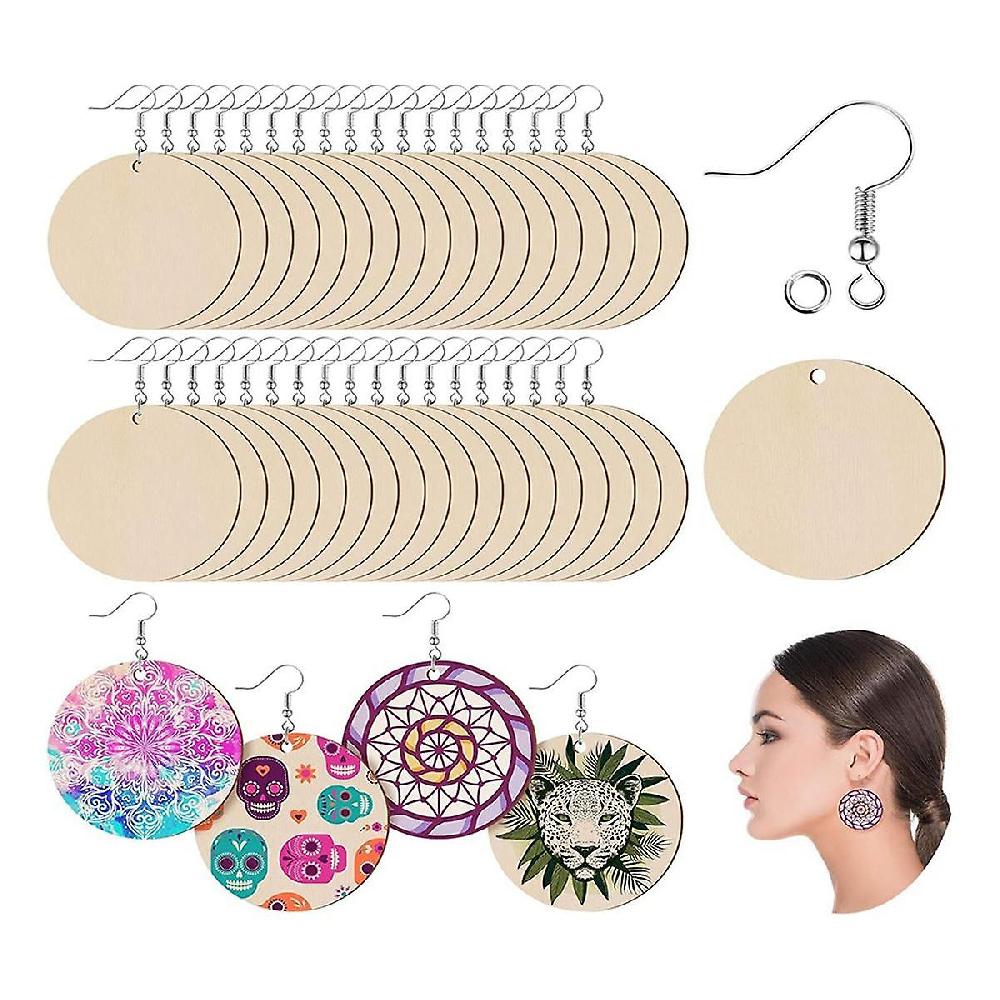 400PCS Wooden Unfinished Blank Round Earring Set DIY Wooden Personalized Earring Pendant