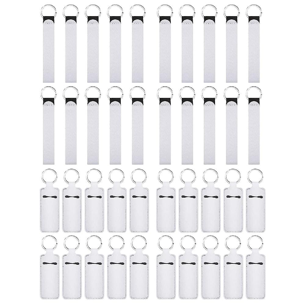 40Pieces Sublimation Blank Chapstick Holder Keychains Neoprene White Lip Holder