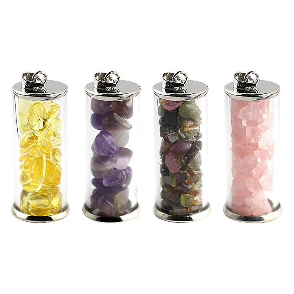 4Pcs Chip Wish Bottle Pendant Crystal Pendant Wish Bottle With Alloy Loops For Pendants Necklaces Jewelry DIY Craft