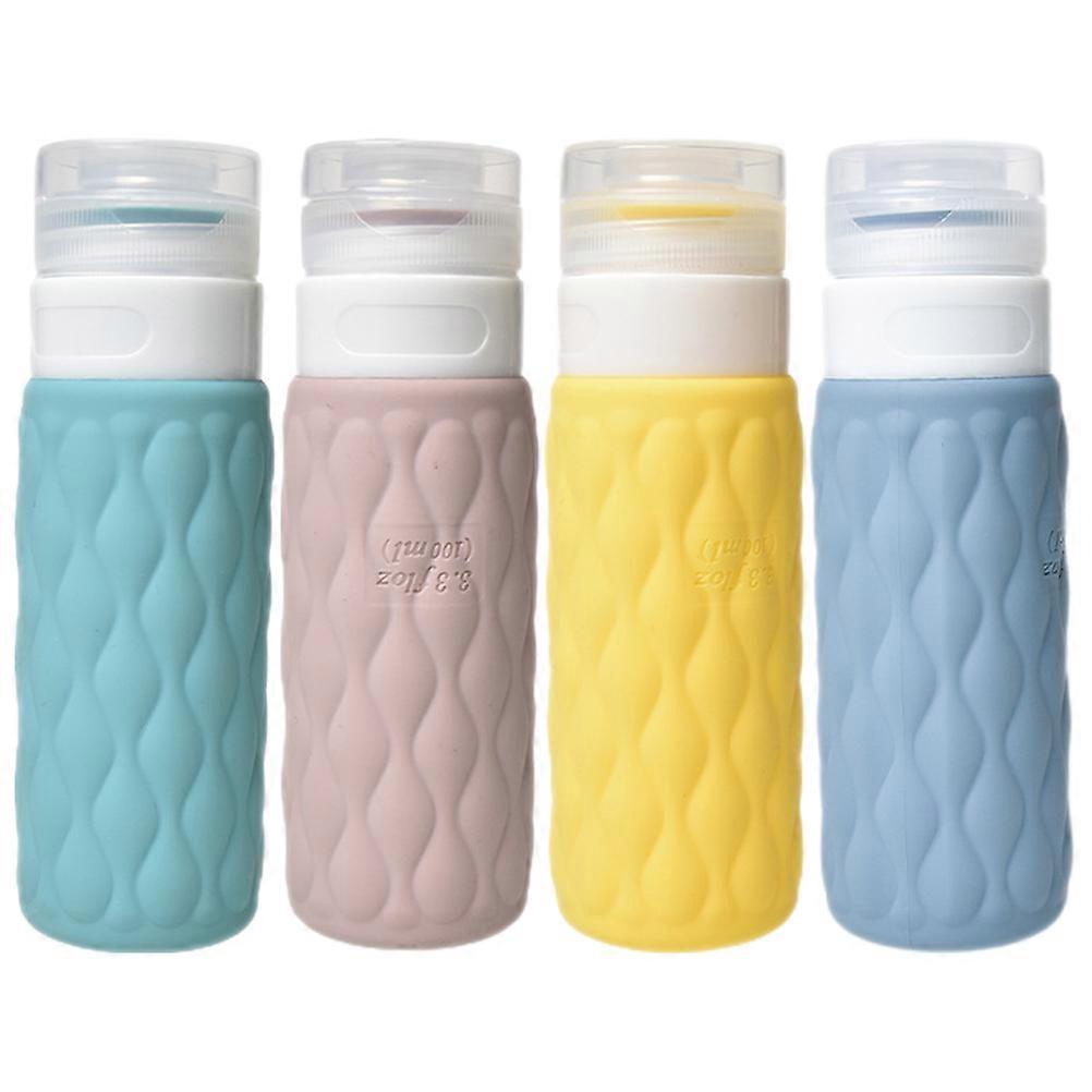 4Pcs Silicone Travel Bottle Leak Proof Refillable Squeezable Containers for Liquid Shampoo Toiletries