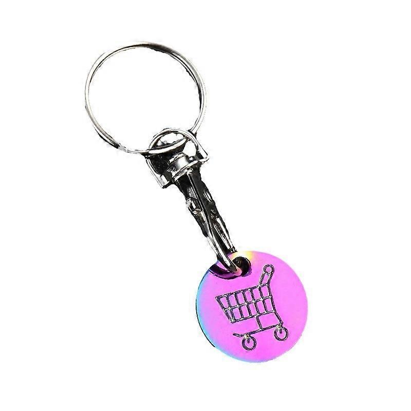 4pcs Trolley Token Keychain Supermarket Shopping Cart Metal Key Ring Trolley Token Coin Keychain Pendant Purse