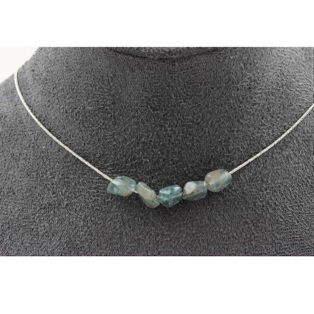 5 Apatite Pearl Necklace From Brazil Stainless Steel Chain