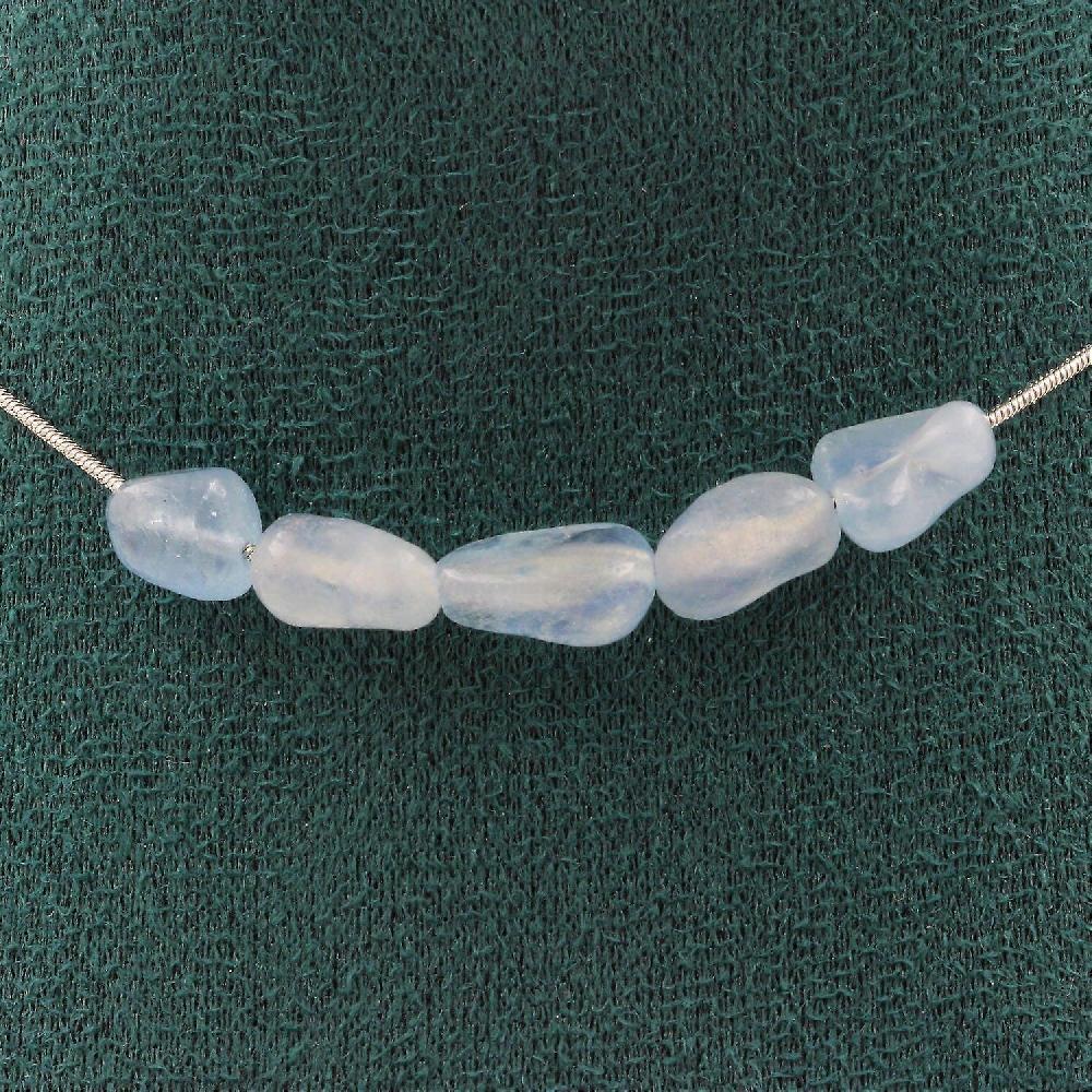 5 Brazilian Aquamarine pearl necklace Stainless steel chain