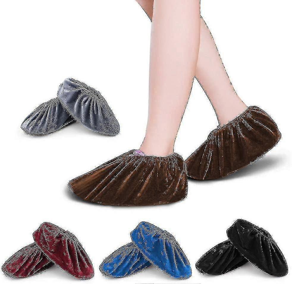 5 Double Pack Of Washable Velvet Mesh Shoe Covers Thickened Household Adult Student Non-slip Shoe Covers