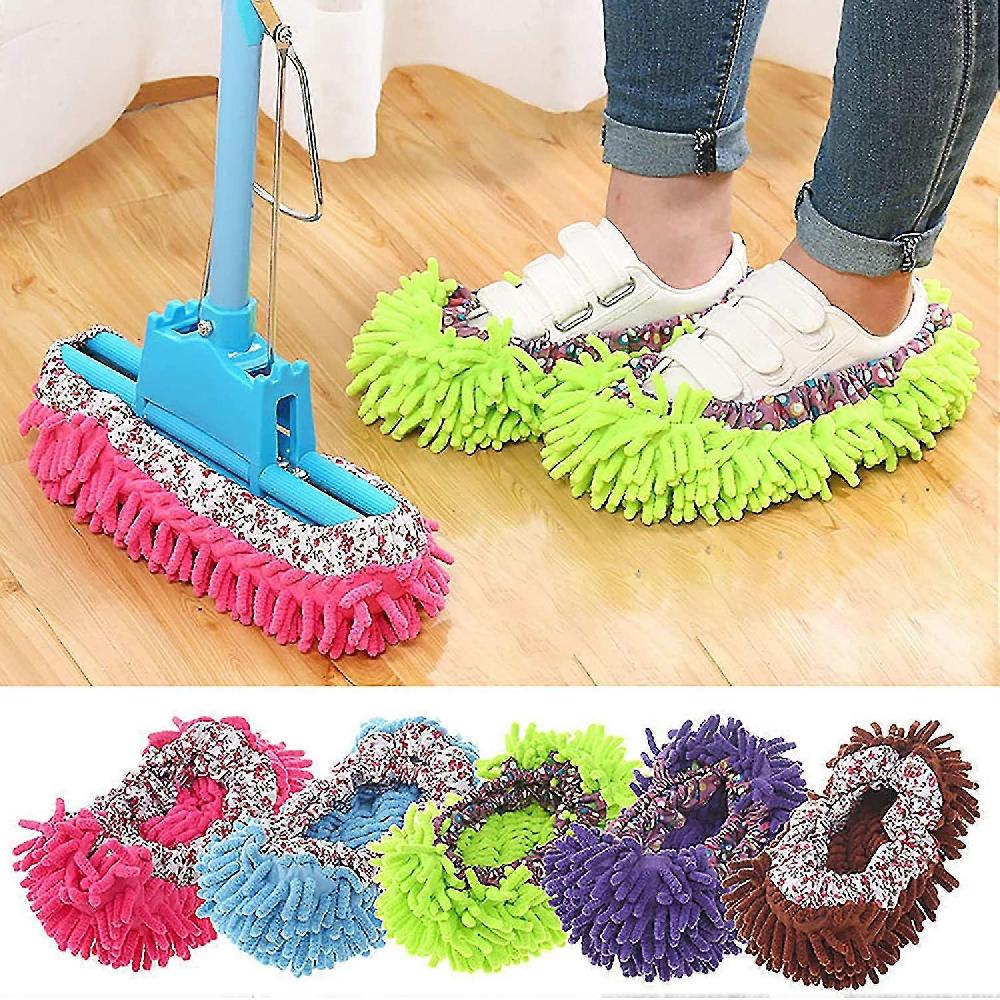 5 paia di scarpe per ciabatte mop per la pulizia del pavimento scarpe in microfibra coprono pantofole spolveriere lavabili riutilizzabili