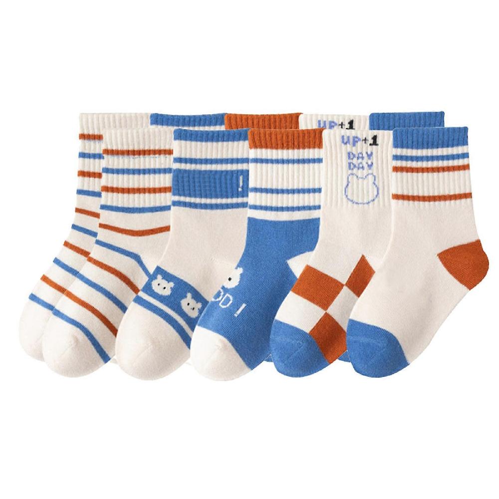5 Pair Children Mid Calf Socks Breathable Cartoon Cute Pattern Comfortable Cotton Socks for Boys Girls M 35 Years Old Shoe Size: 2528