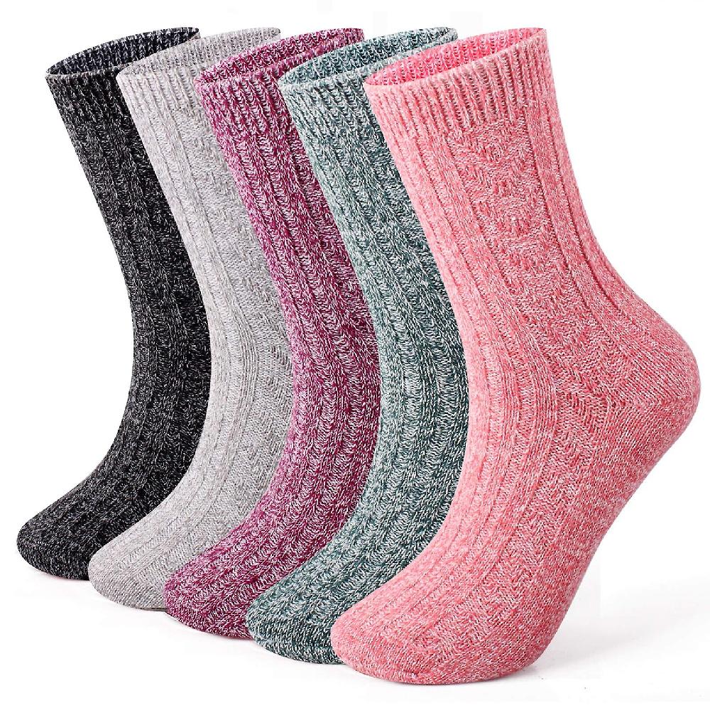 5 Pairs Thermal Women Socks Warm Thick Knitting Winter Wool Sock For Ladies 40-44