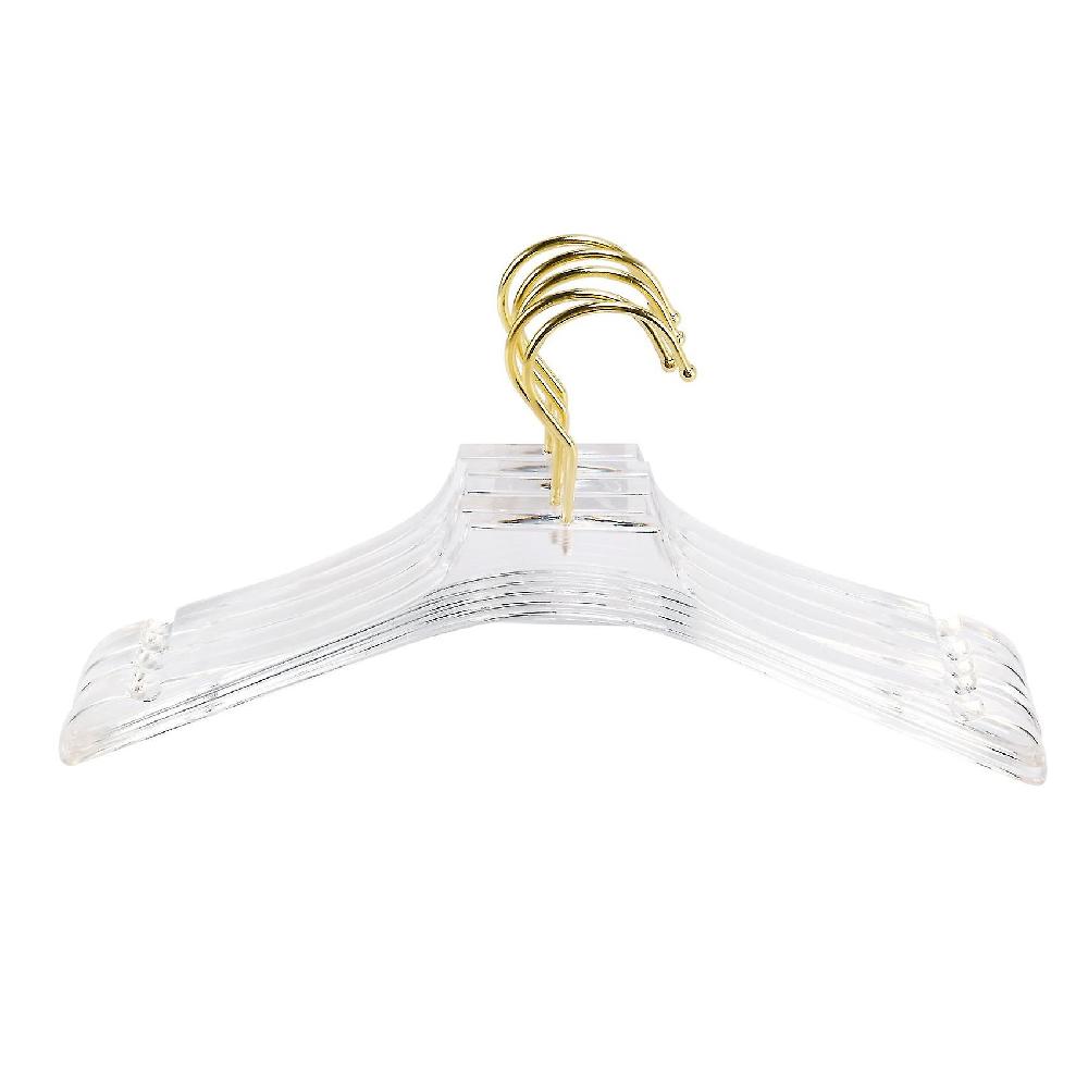 5 Pcs Clear Acrylic Clothes Hanger With Transparent Shirts Dress Hanger With Notches For Lady Kid