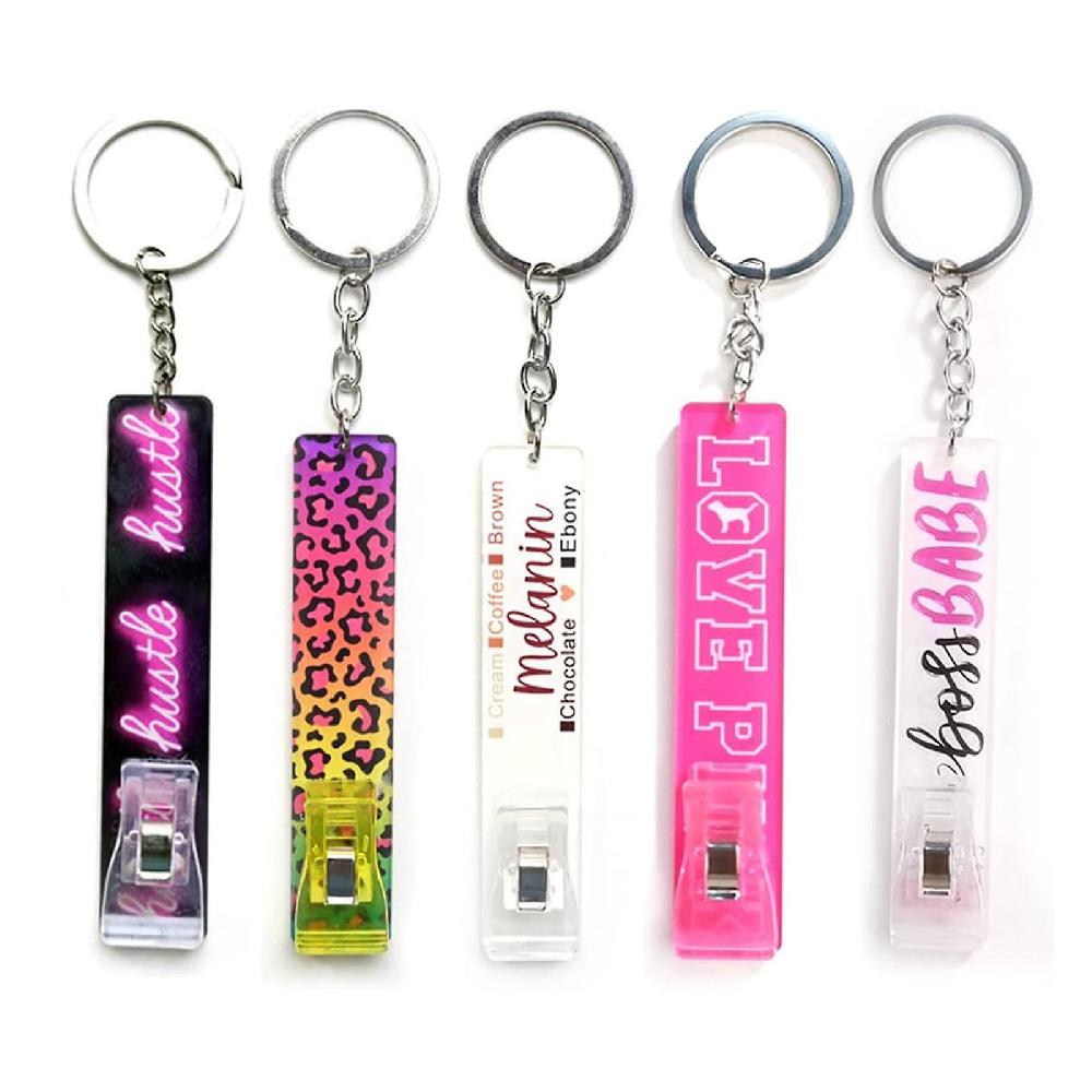 5 Pcs/set Long Nails Acrylic Card Grabber Keychain ATM Credit Card Clip