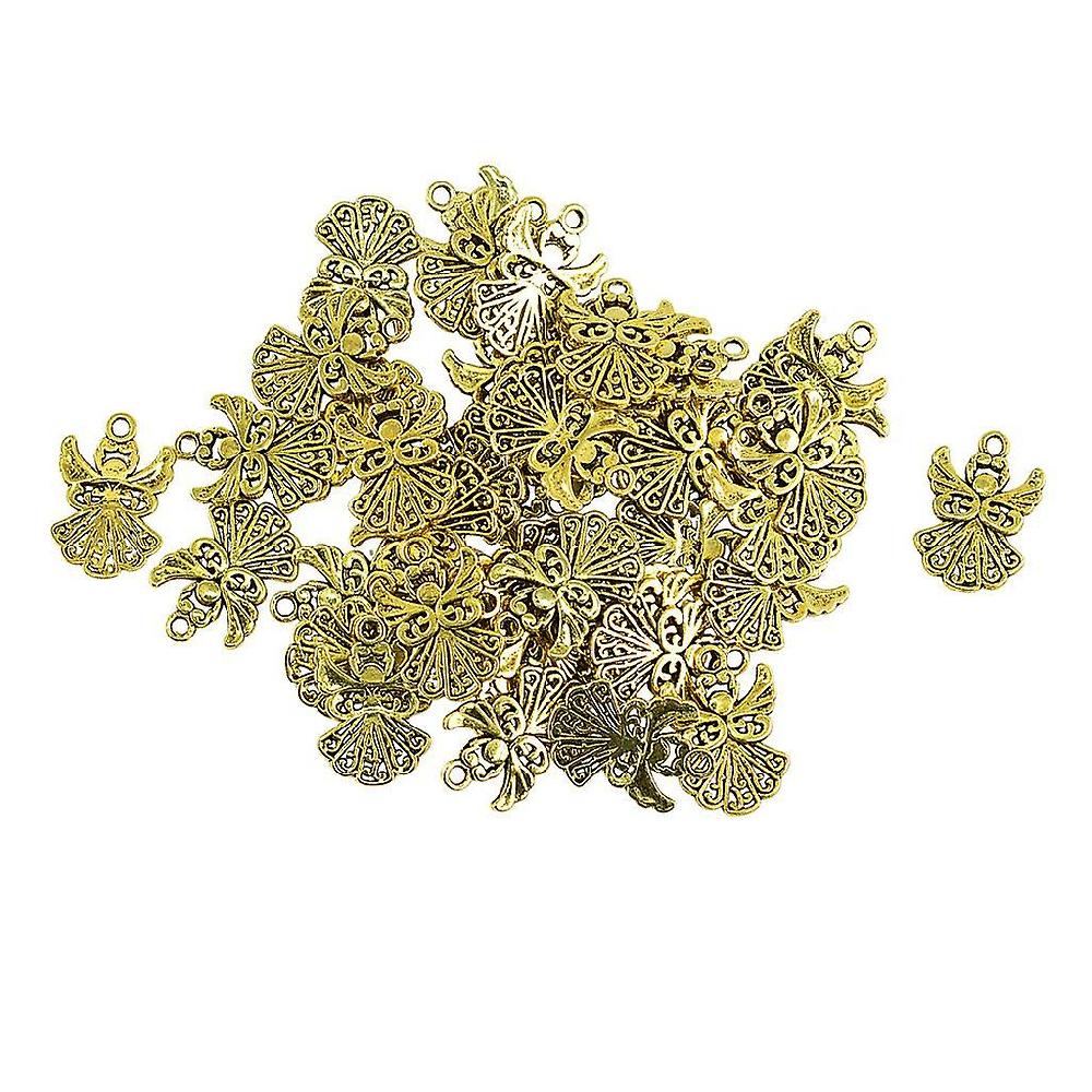 50 Pieces Alloy Hollow Angel Shape Charms Pendants For Jewelry Making Gold