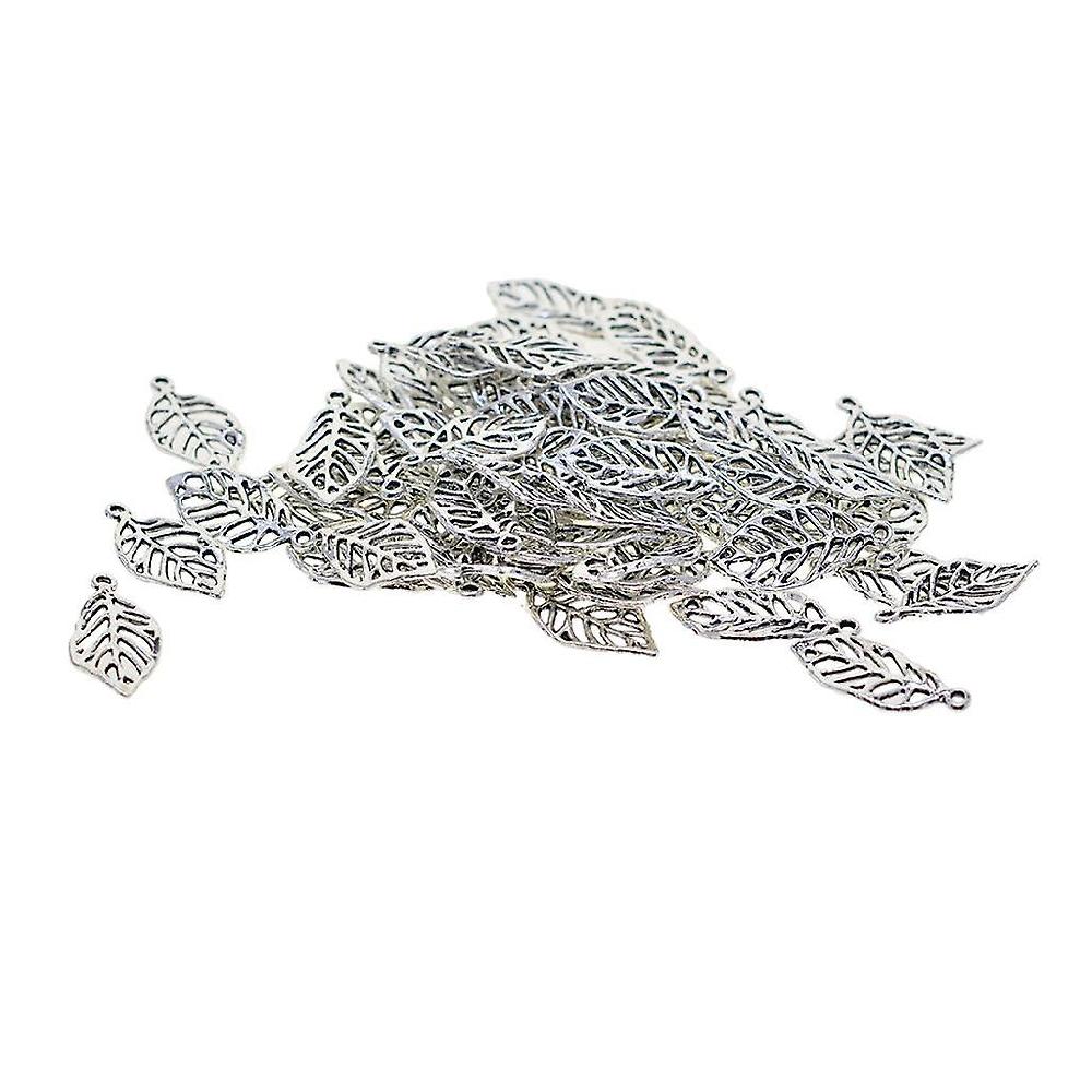 50 Pieces Filigree Leaf Charms Pendant Jewelry Diy Making Tibet Silver
