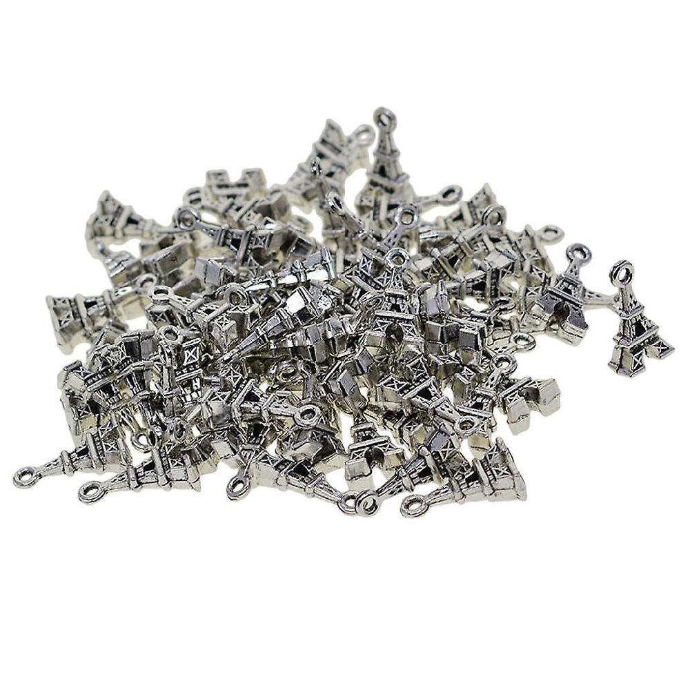 50pcs Tibetan Silver Mini 3d Alloy Eiffel Tower Travel Dangle Charms Diy