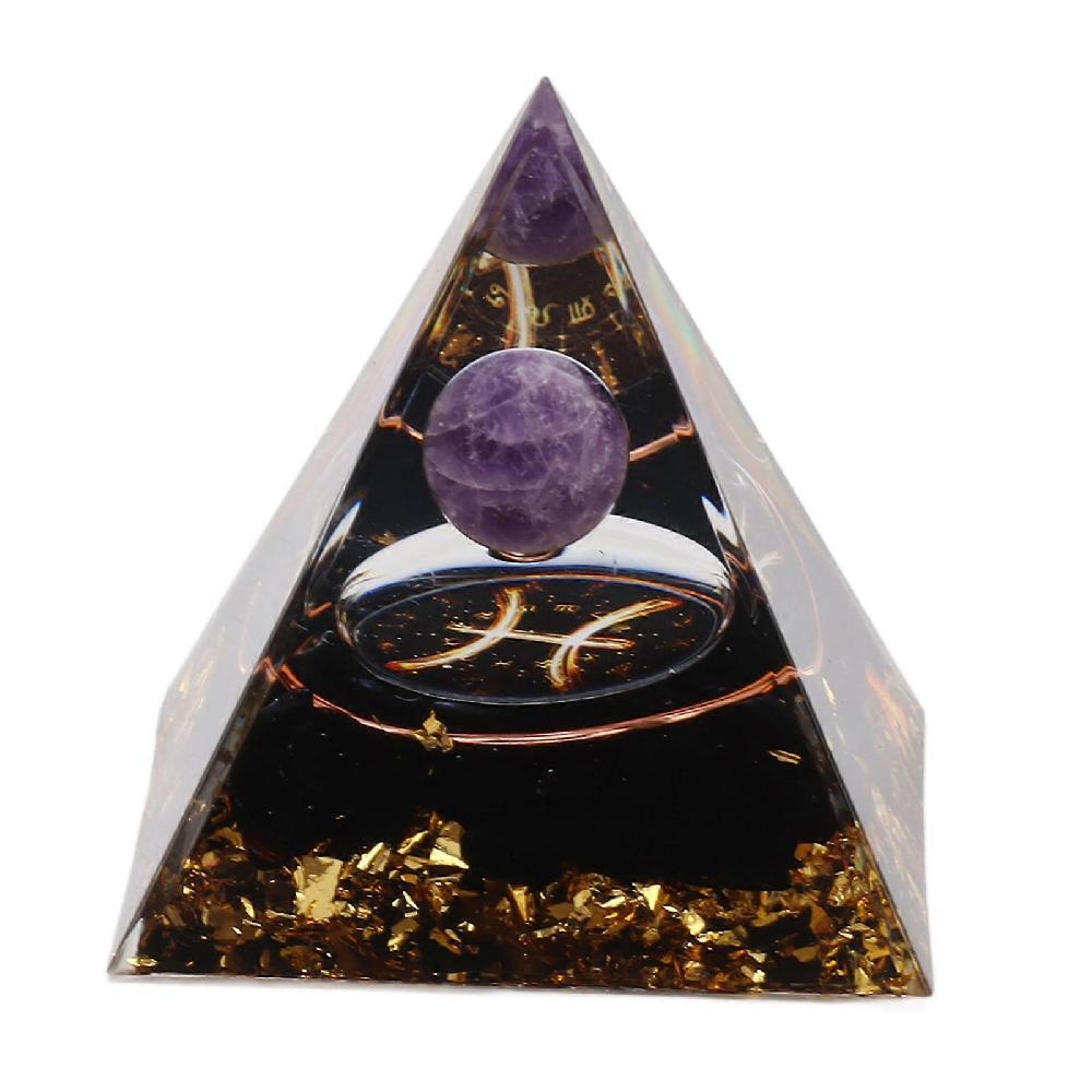 5cm Orgonite Pyramid for Positive Energy Healing Crystal Pyramid Meditation Orgonite Pyramids Chakra Zodiac Energy Generator Pisces