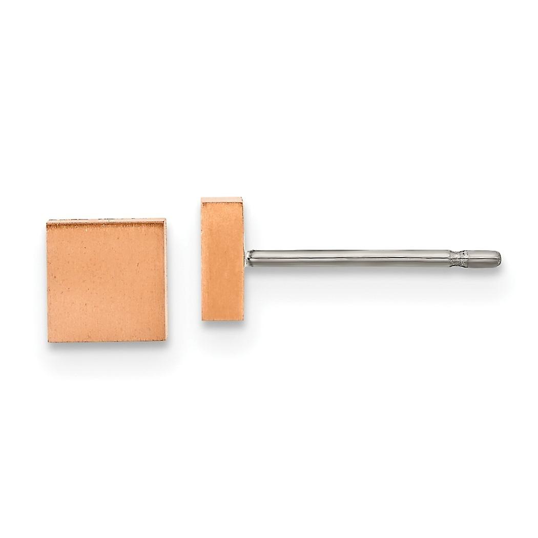 5mm Chisel Titanium Brushed Rose Ip Plated Square Post Earrings Measures 5x5mm Wide - Earring For Women