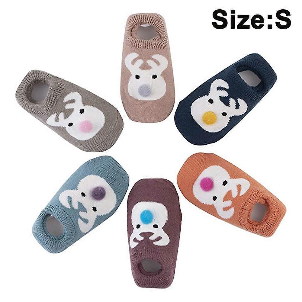 6 Pairs Baby Anti-Slip Socks Infant Baby Boys Girls Non-Slip Socks