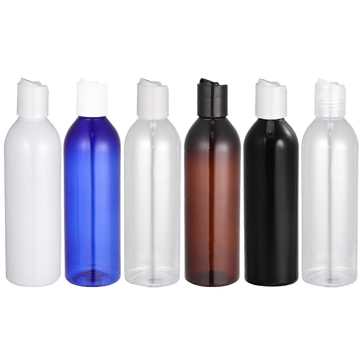 6pcs 250ml Press Type Lid Travel Bottles Portable Cosmetic Container Empty Bottle for Shampoo Lotion (Mixed Colors)