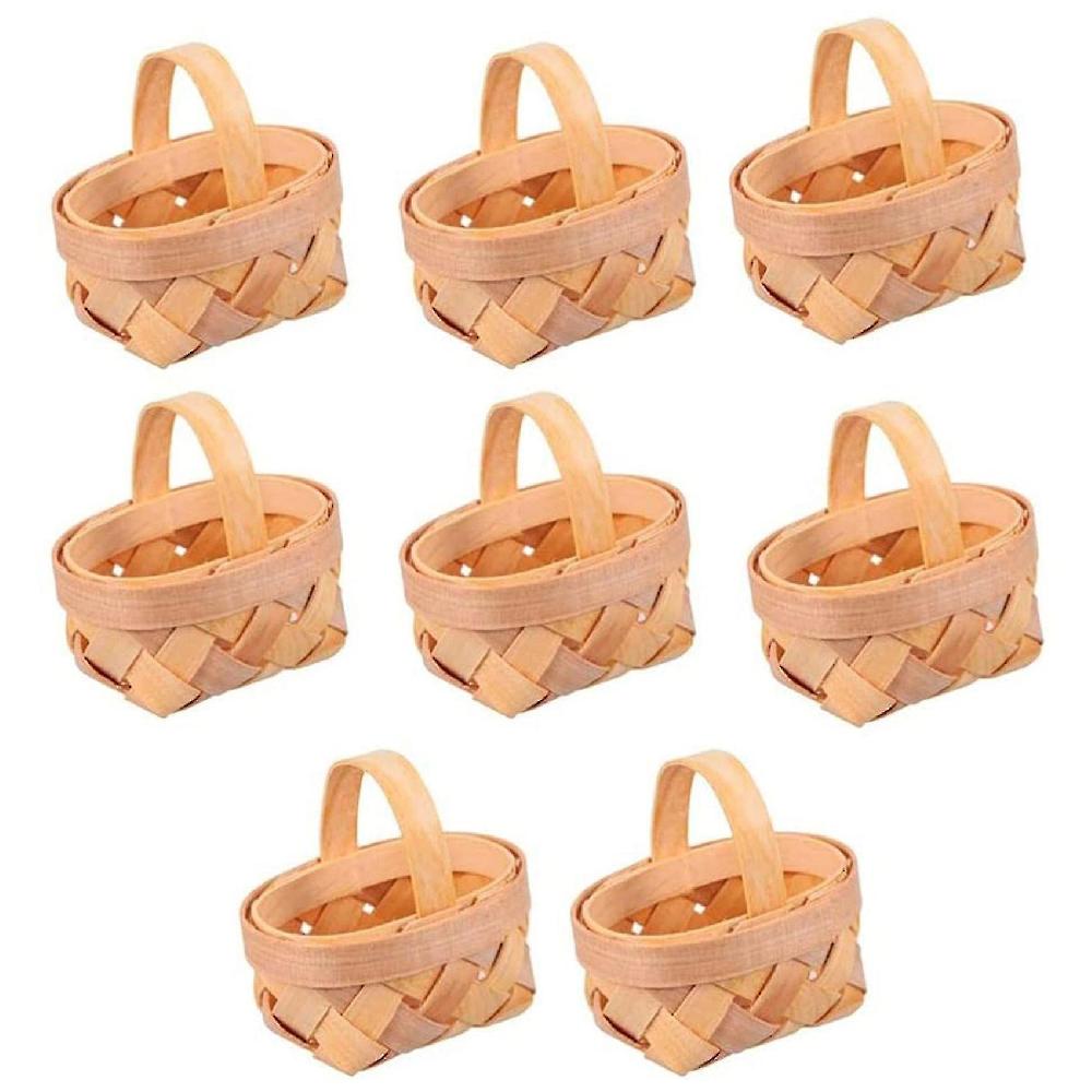 8pcs Mini Cesti Intrecciati Con Maniglie Bomboniera Artigianato Decorazione Foto Oggetti Di Scena