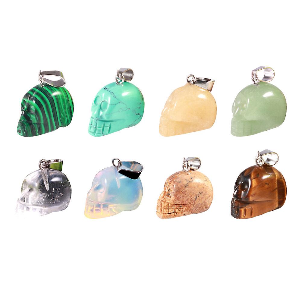 8pcs Stone Craft Skull Pendenti Gioielli Accessori Fai Da Te Craft Diy Pendenti Fai-da-te