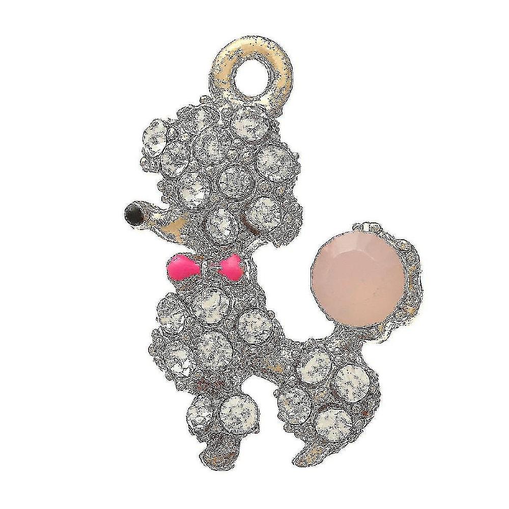 8SEASONS 5 Pcs ciondoli ciondoli barboncino cane colore oro smalto strass trasparente 21mm (7/8") x 15mm (5/8 ")