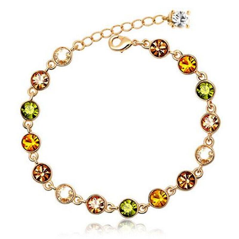 925 Silver Gold Women Cubic Zirconia Chain Bangle Cuff Bracelet Wedding Jewelry