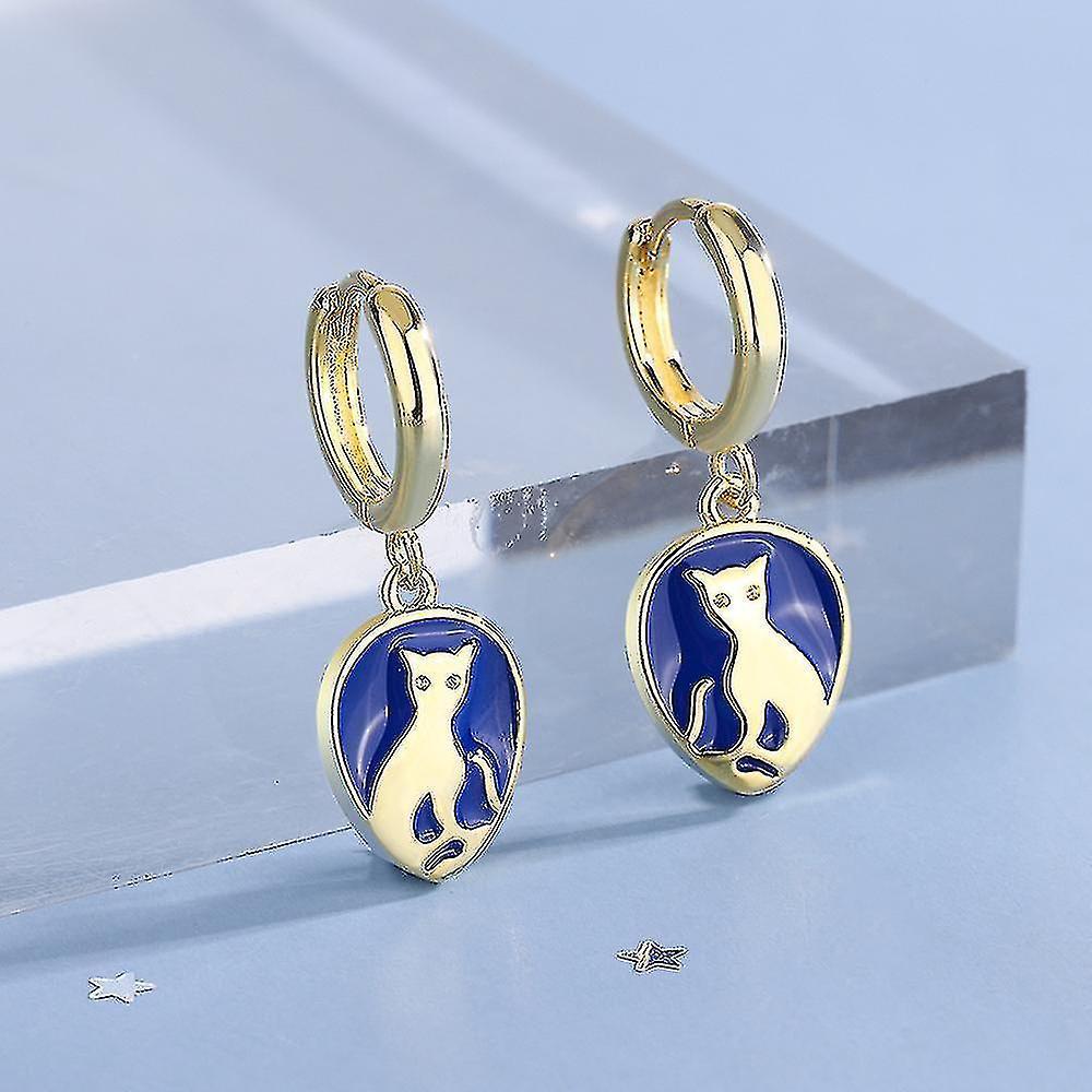 925 Stamp Silver Color Cat Pendants Orecchini Per Le Donne Wedding Party Fine Luxury Jewelry Gift Female GaaBou Jewellery