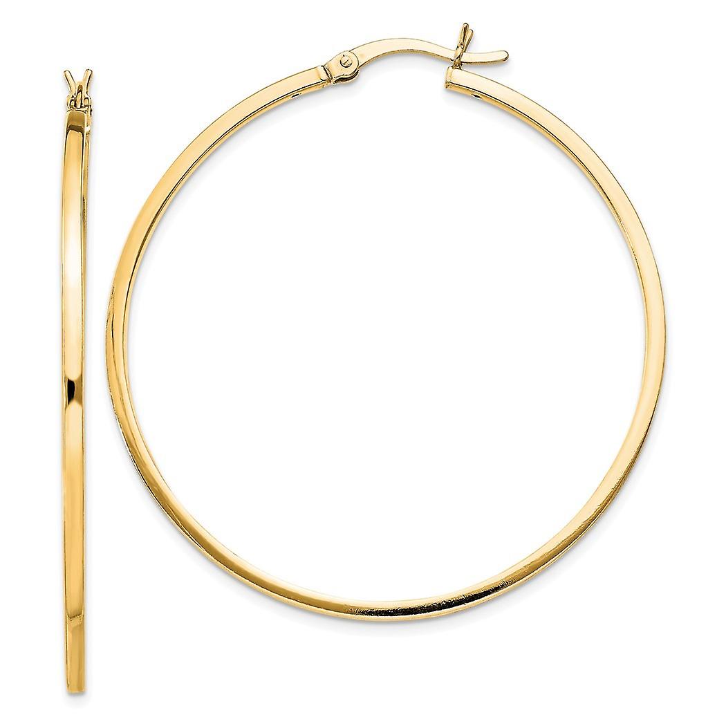 925 Sterling Silver Flash Gold Plated 1.5x45mm Hoop Earrings Measures 45x45mm Wide 1.5mm Thick - Hoop Earring for Women