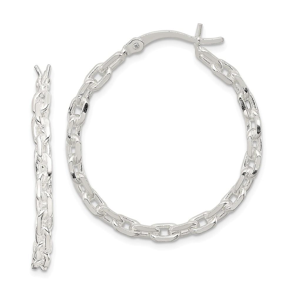 925 Sterling Silver Polished Hinged Hoop Earrings Measures 32x32mm Wide 4mm Thick - Hoop Earring for Women