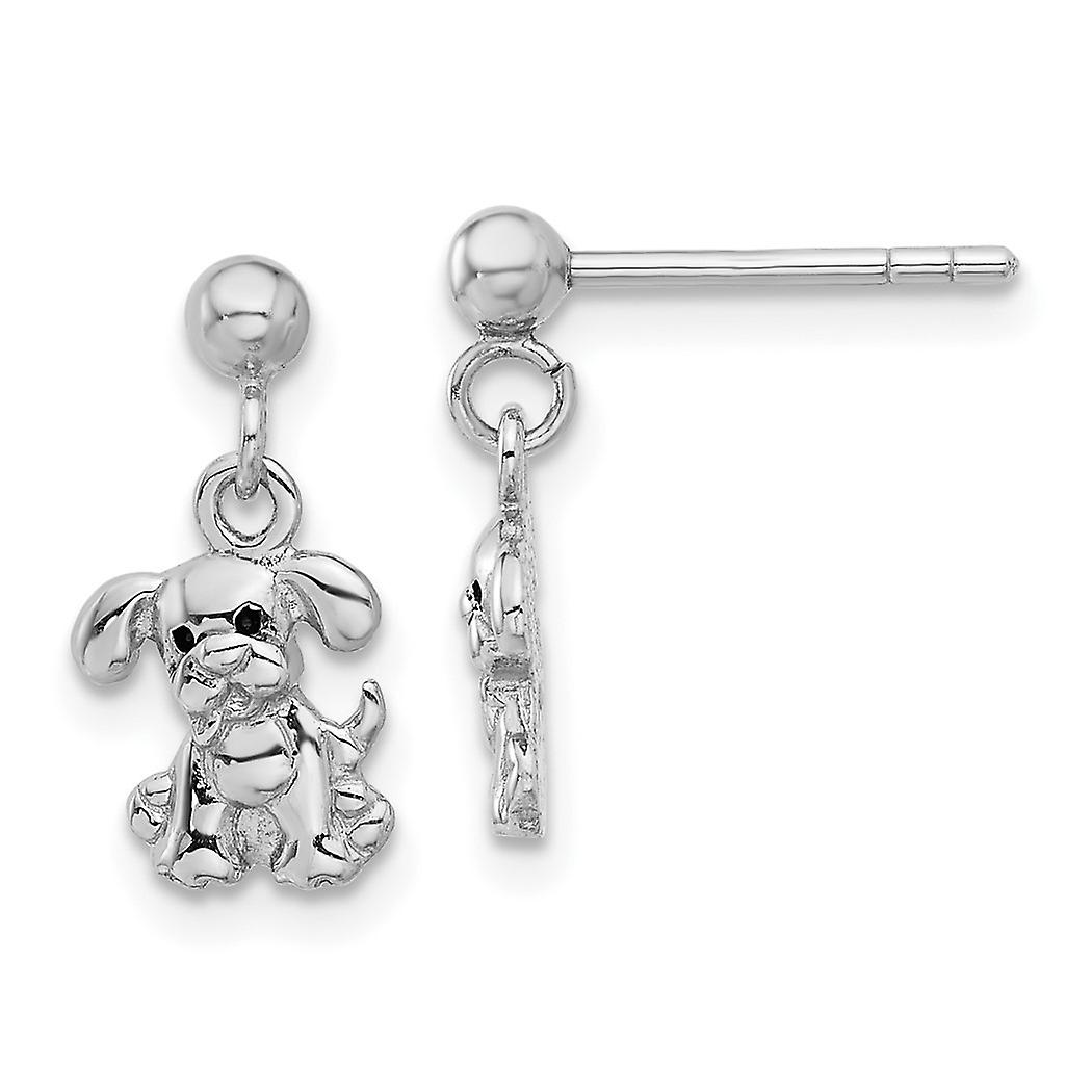 925 Sterling Silver Rhodium Plated Enameled Animal Pet Dog Post DReligious Guardian Angel Earrings Measures 15x7.6mm Wid