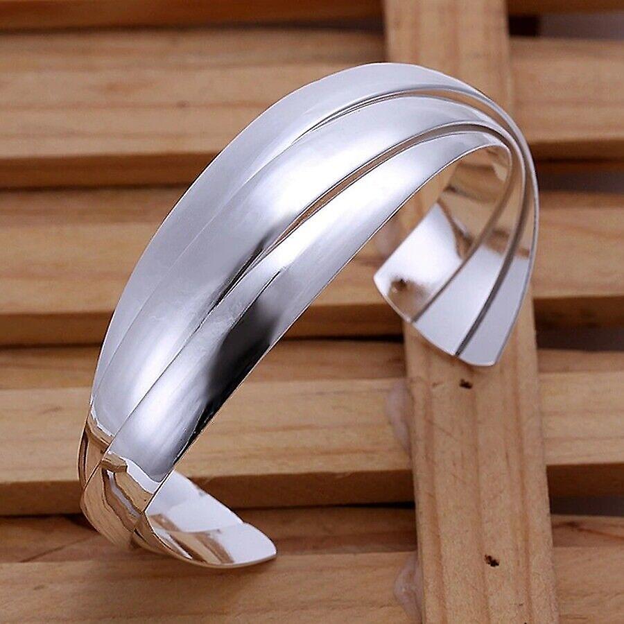 925 Sterling Silver Vintage Bracelet Open Cuff Elegant Unique New Trendy Bangles