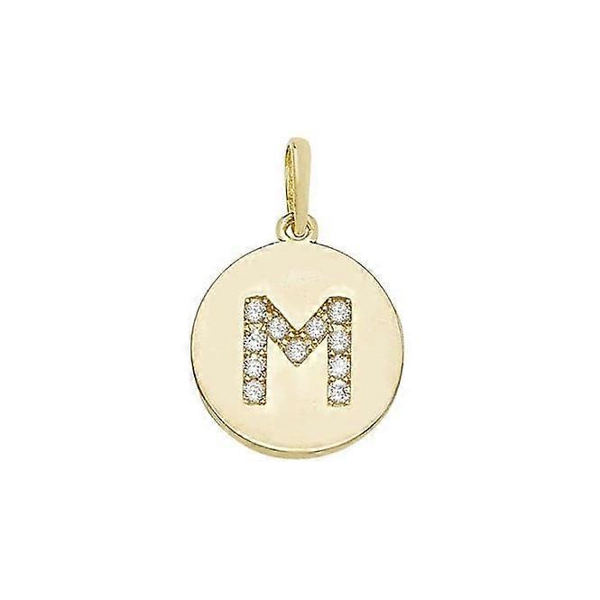9ct Yellow Gold Round Zirconia Initial Pendant PN610/M