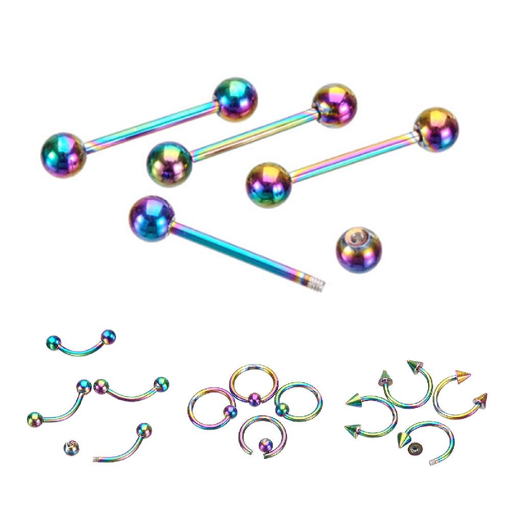 9pcs Mixed Style Lip Nipple Tongue Bar Barbell Ring Labret Body Piercing Jewelry